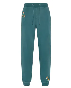 Floral Embroidered Joggers Teal