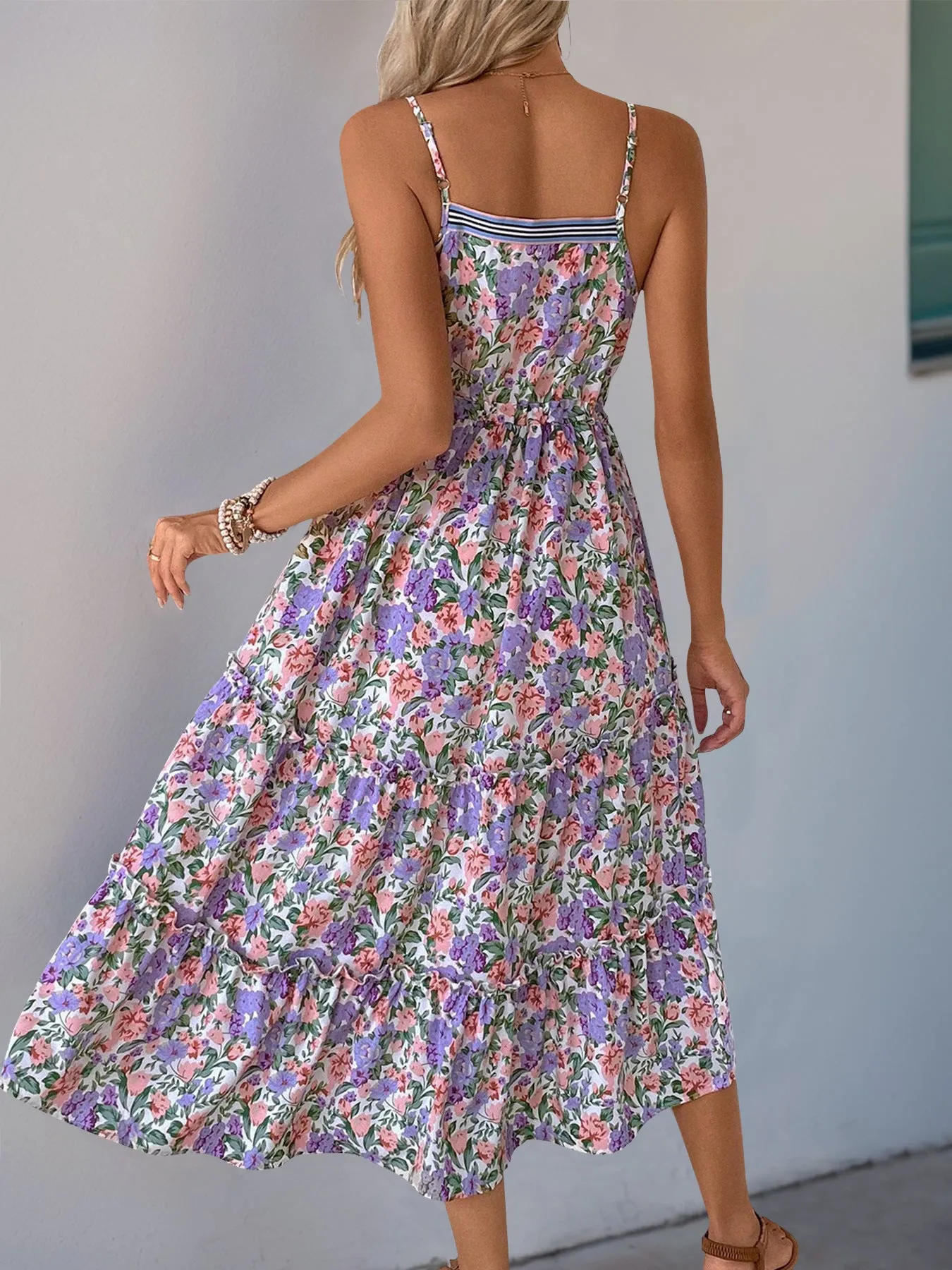 Floral Print Midi Dress | Boho Sleeveless Summer Dress