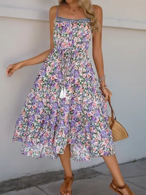 Floral Print Midi Dress | Boho Sleeveless Summer Dress