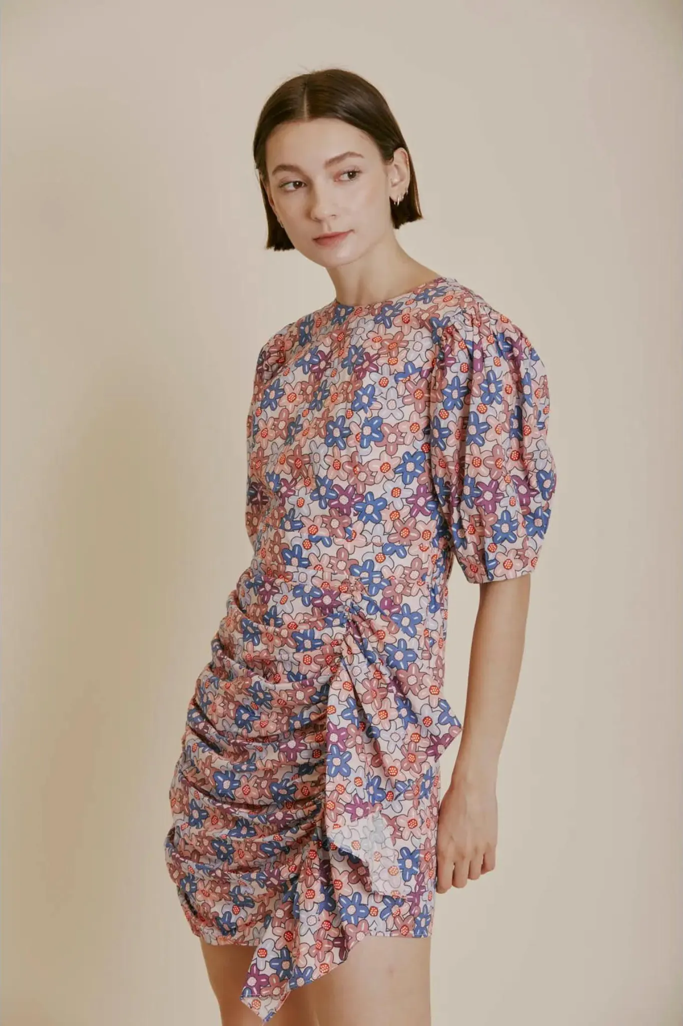 Flower Fields Puff Sleeve Floral Dress