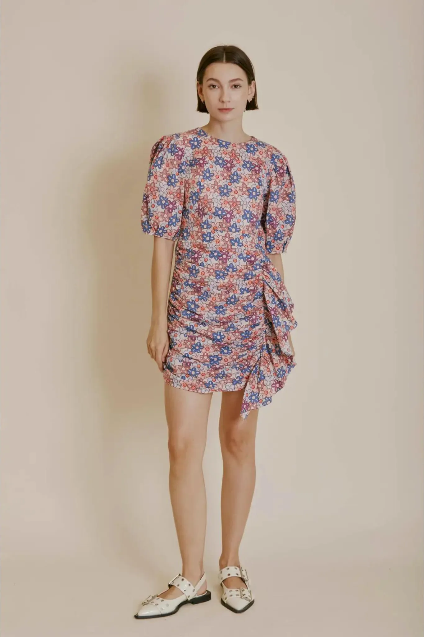 Flower Fields Puff Sleeve Floral Dress