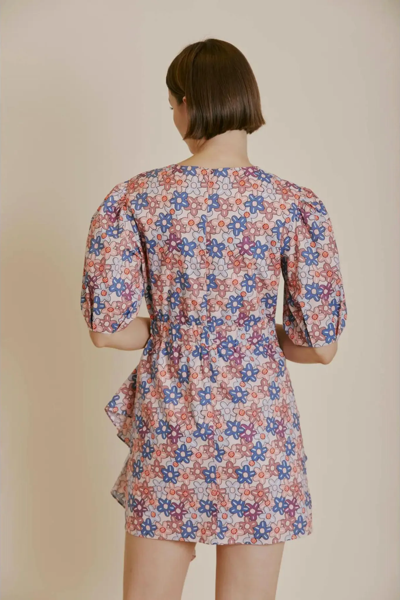 Flower Fields Puff Sleeve Floral Dress