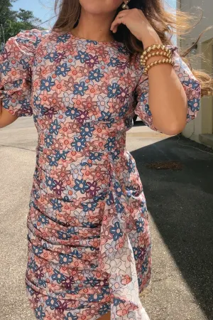 Flower Fields Puff Sleeve Floral Dress