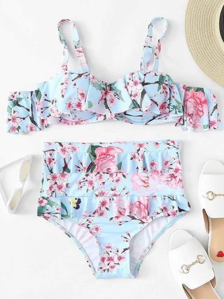Flower Print Flounce Swimsuit