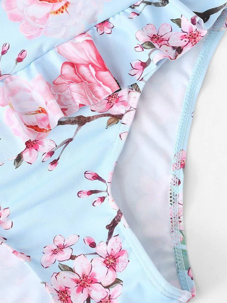 Flower Print Flounce Swimsuit