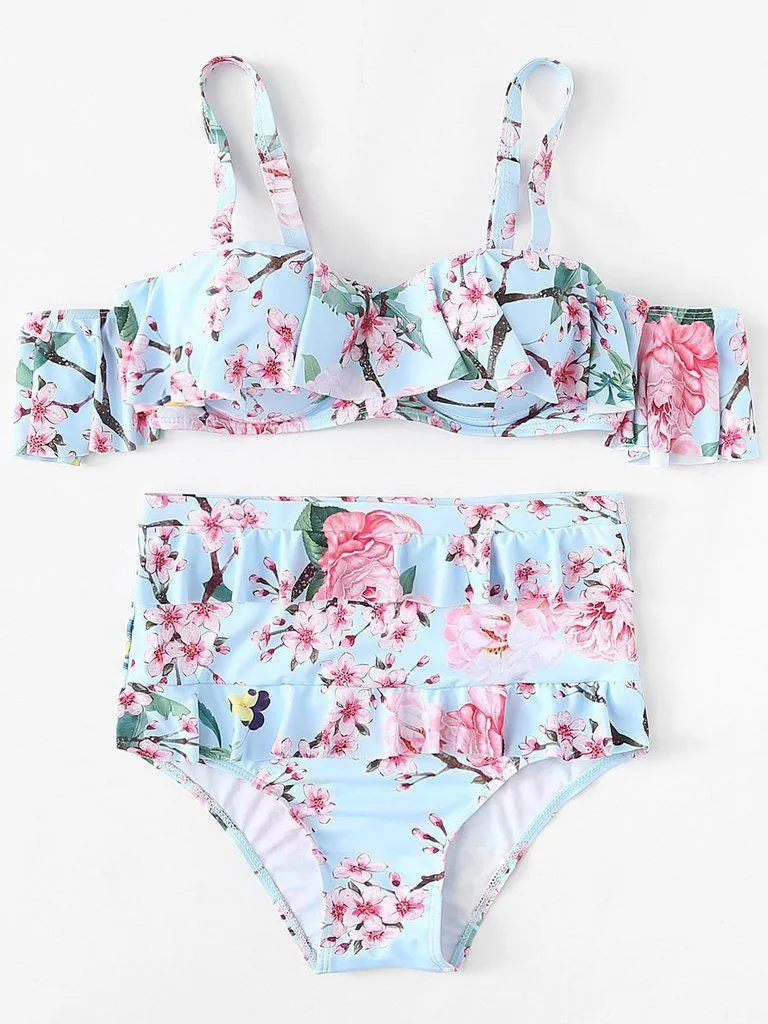 Flower Print Flounce Swimsuit