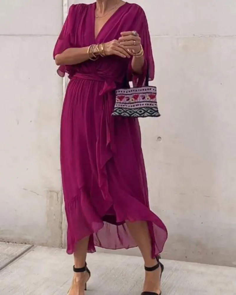 Flowy Belleza™ | Women's Crossed Midi Dress | Lightweight Fabric, Adjustable Straps & Flattering Silhouette