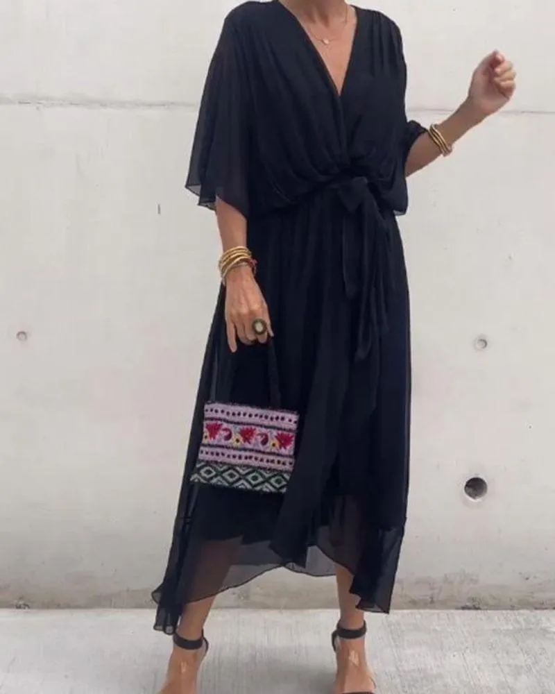 Flowy Belleza™ | Women's Crossed Midi Dress | Lightweight Fabric, Adjustable Straps & Flattering Silhouette