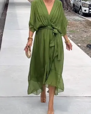 Flowy Belleza™ | Women's Crossed Midi Dress | Lightweight Fabric, Adjustable Straps & Flattering Silhouette