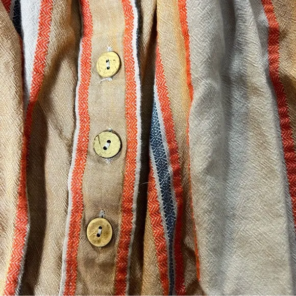 FREE PEOPLE Button Front Midi Skirt Striped Bohemian Full A-Line Size Medium