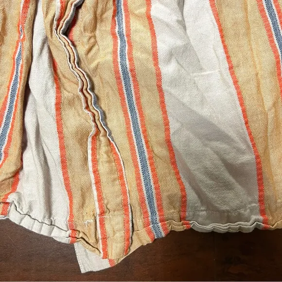 FREE PEOPLE Button Front Midi Skirt Striped Bohemian Full A-Line Size Medium