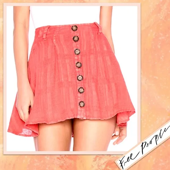 Free People Daze Away Mini Skort in Coral
