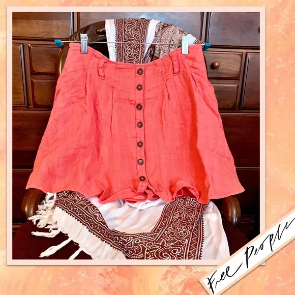 Free People Daze Away Mini Skort in Coral