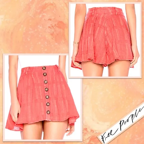 Free People Daze Away Mini Skort in Coral