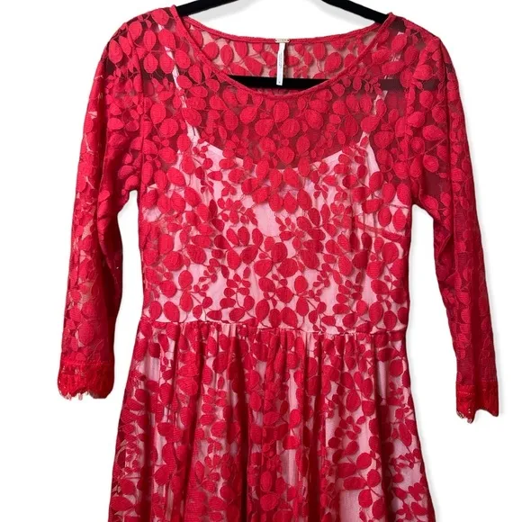 Free People Floral Mesh Lace Dress Size 6