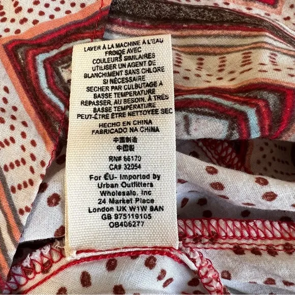 FREE PEOPLE Paradise Midi Handkerchief Skirt Pimento Combo Boho Bohemian Size 10
