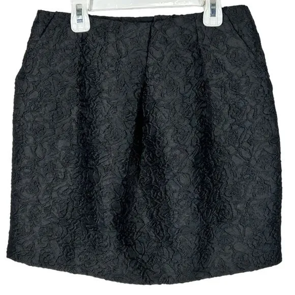 FRNCH Lucy Paris Black Embroidered Pleated Mini Skirt NWT Size Medium