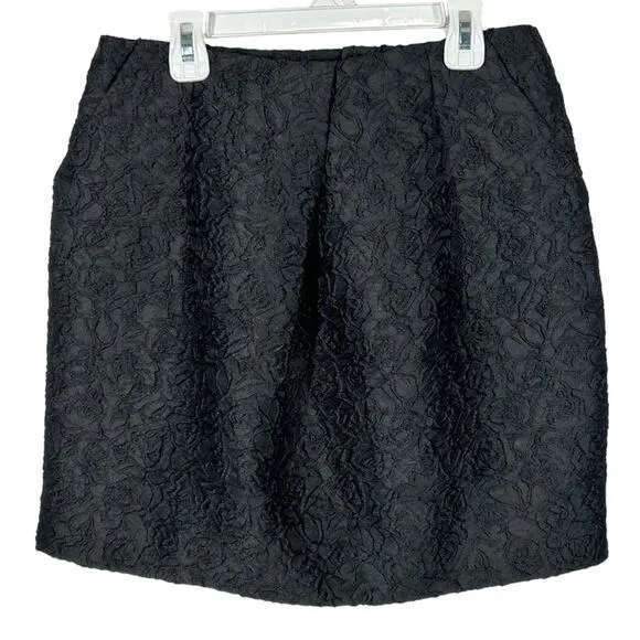 FRNCH Lucy Paris Black Embroidered Pleated Mini Skirt NWT Size Medium