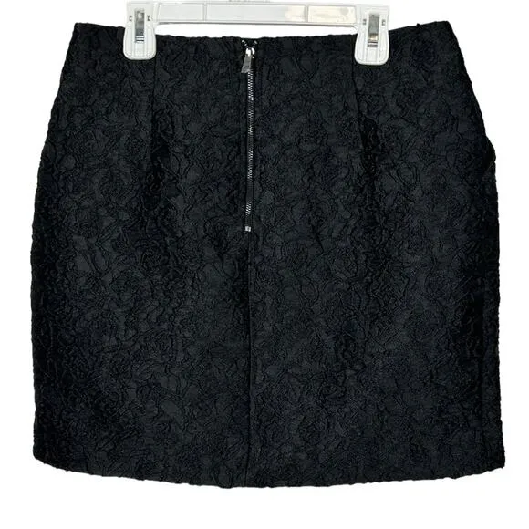FRNCH Lucy Paris Black Embroidered Pleated Mini Skirt NWT Size Medium
