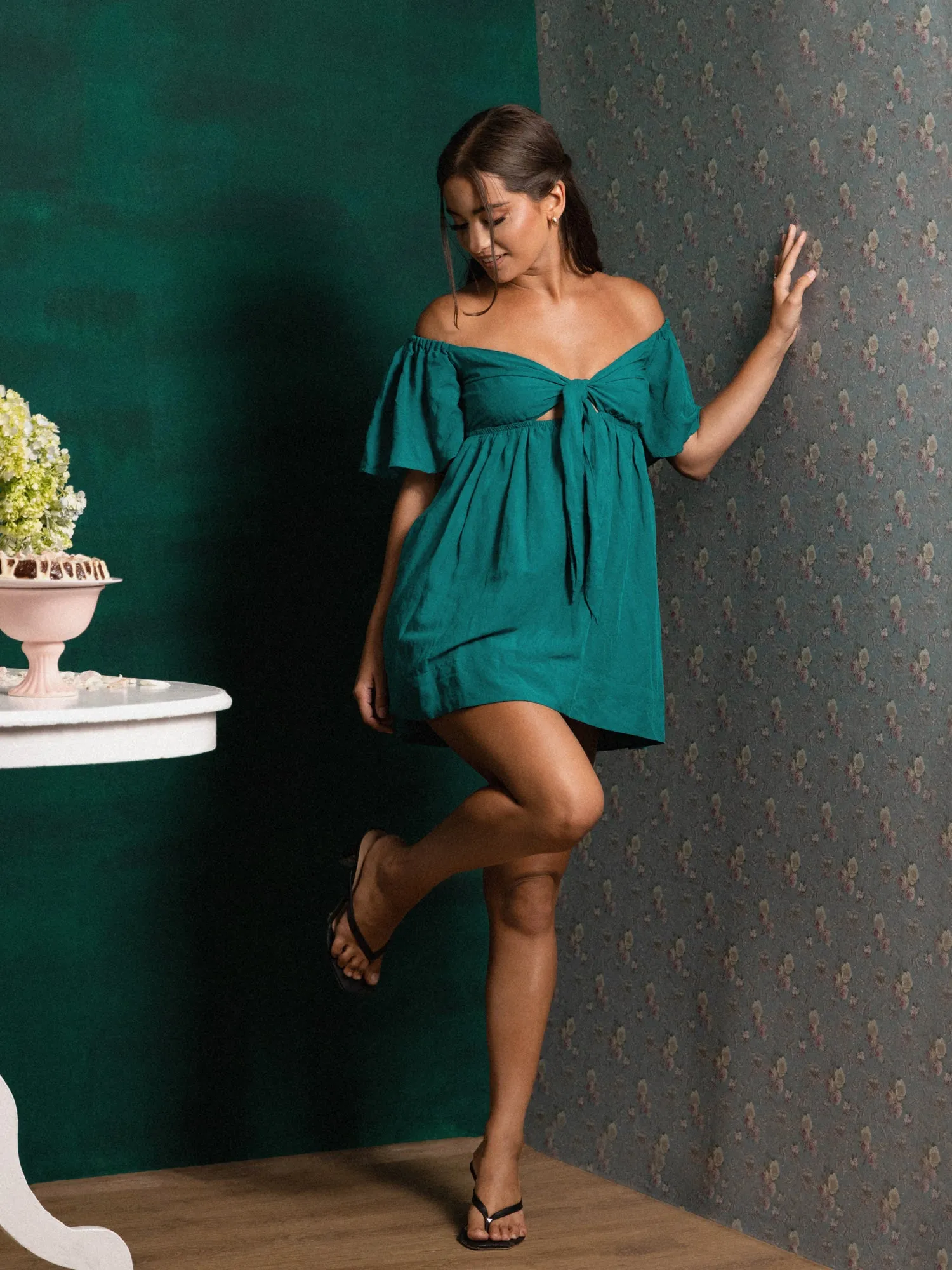 Front Tie Up Mini Dress