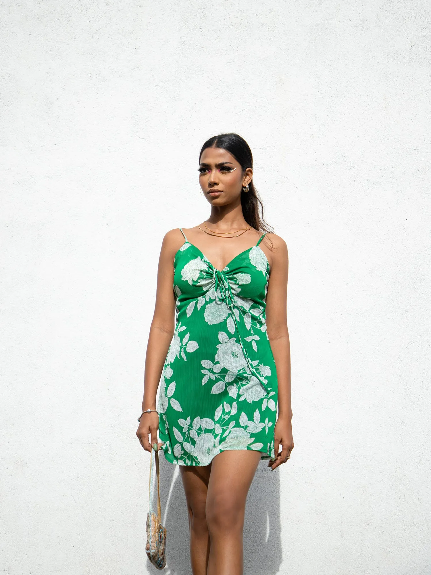 Front Tie-Up Mini Dress