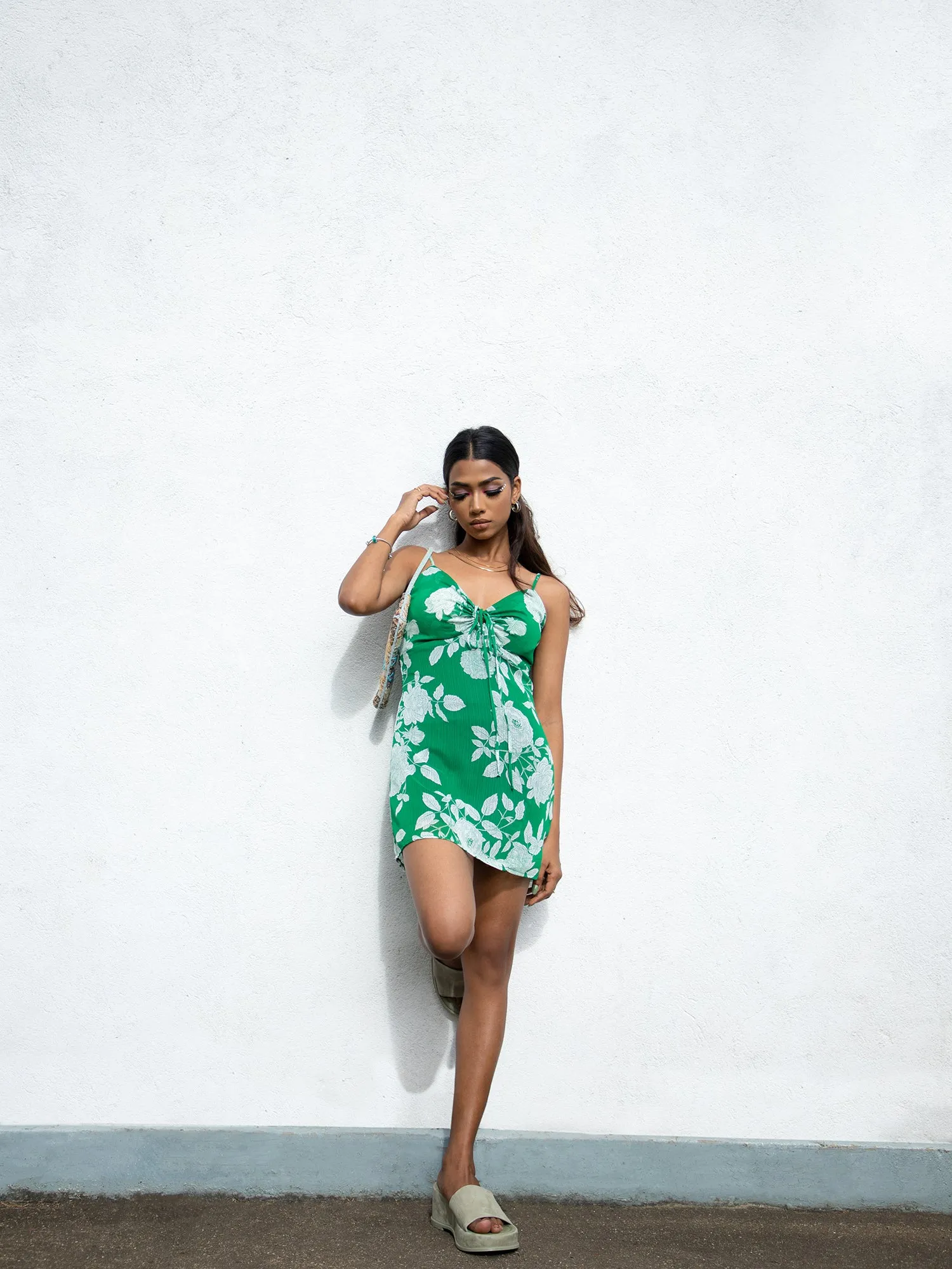 Front Tie-Up Mini Dress