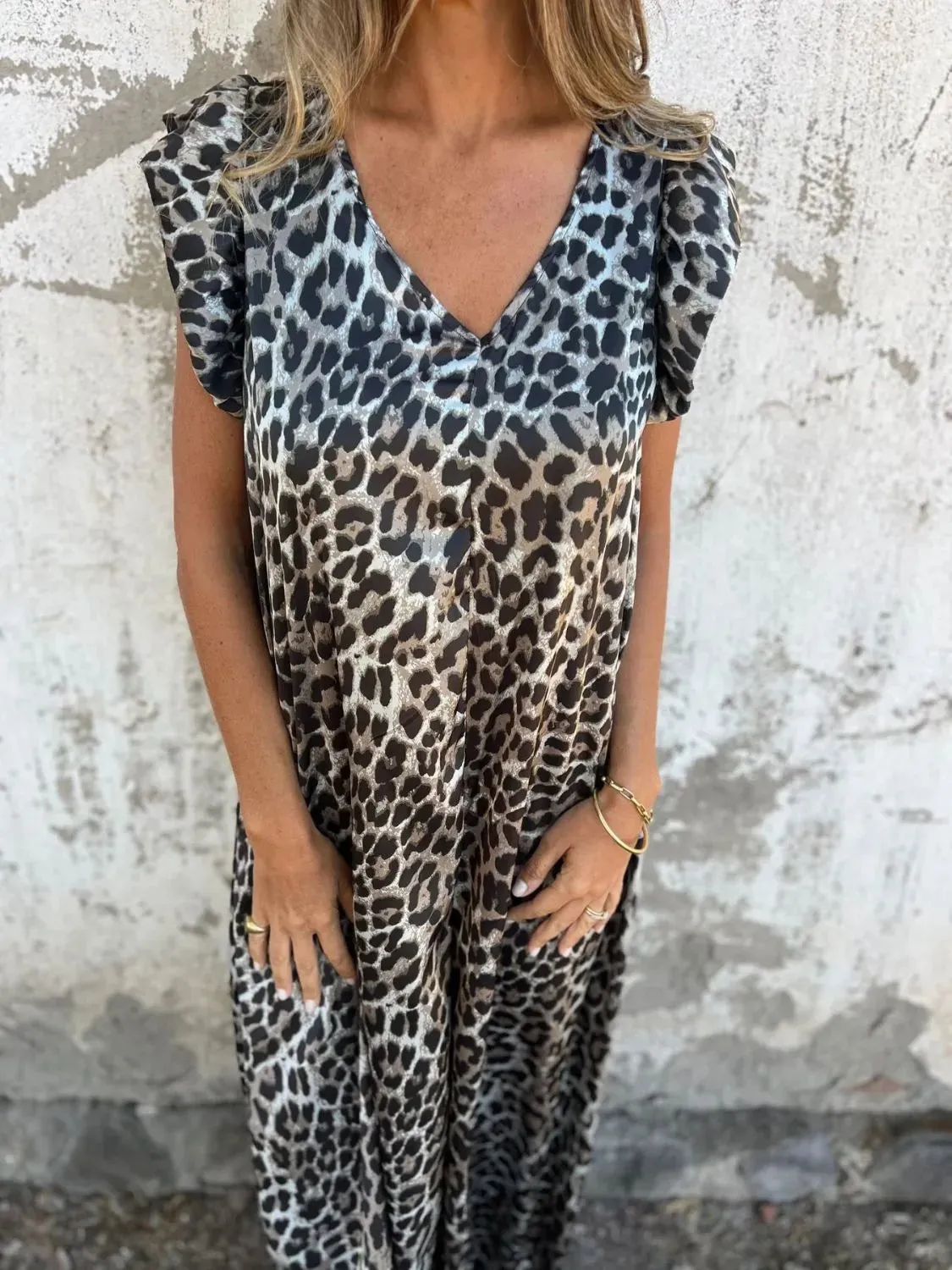 Full Size V-Neck Cap Sleeve Wide Leg Jumpsuit Plus Size