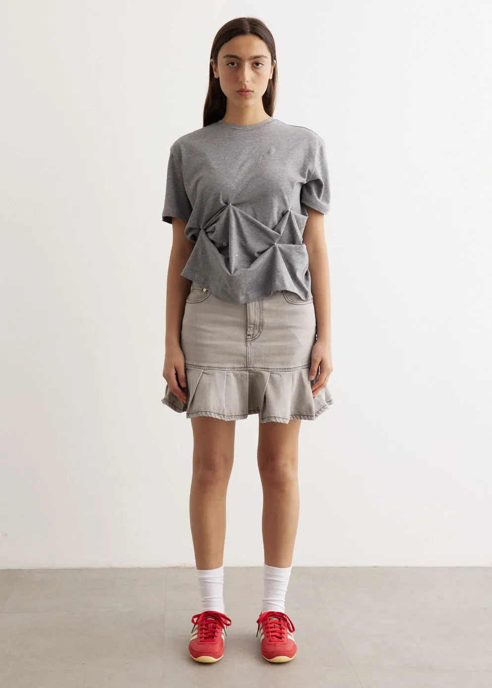 Future Denim Pleated Mini Skirt