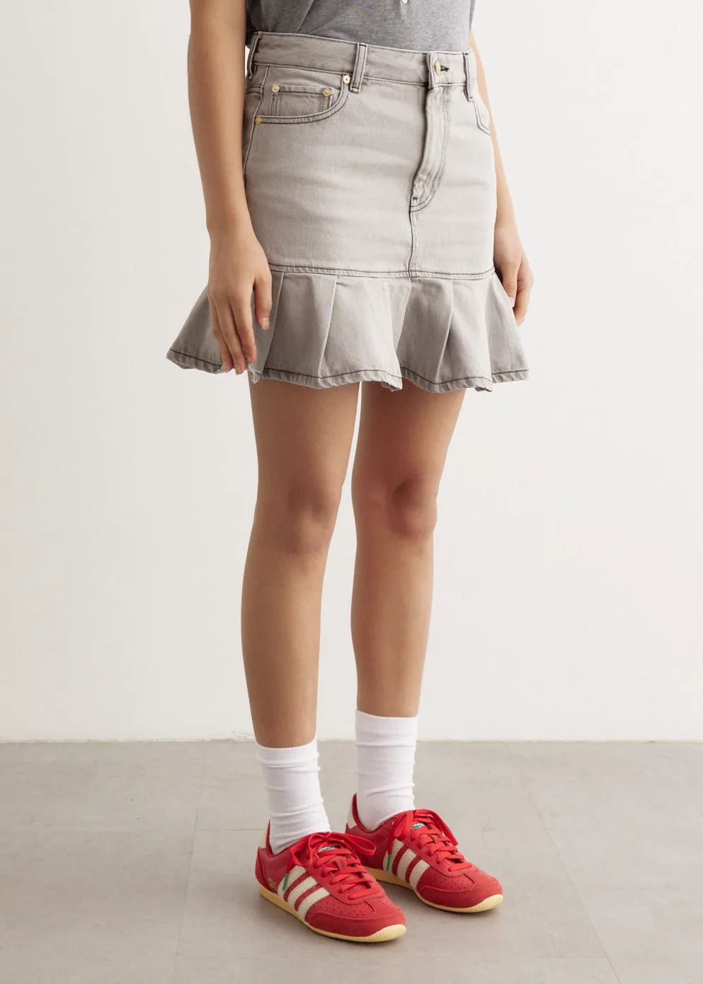 Future Denim Pleated Mini Skirt