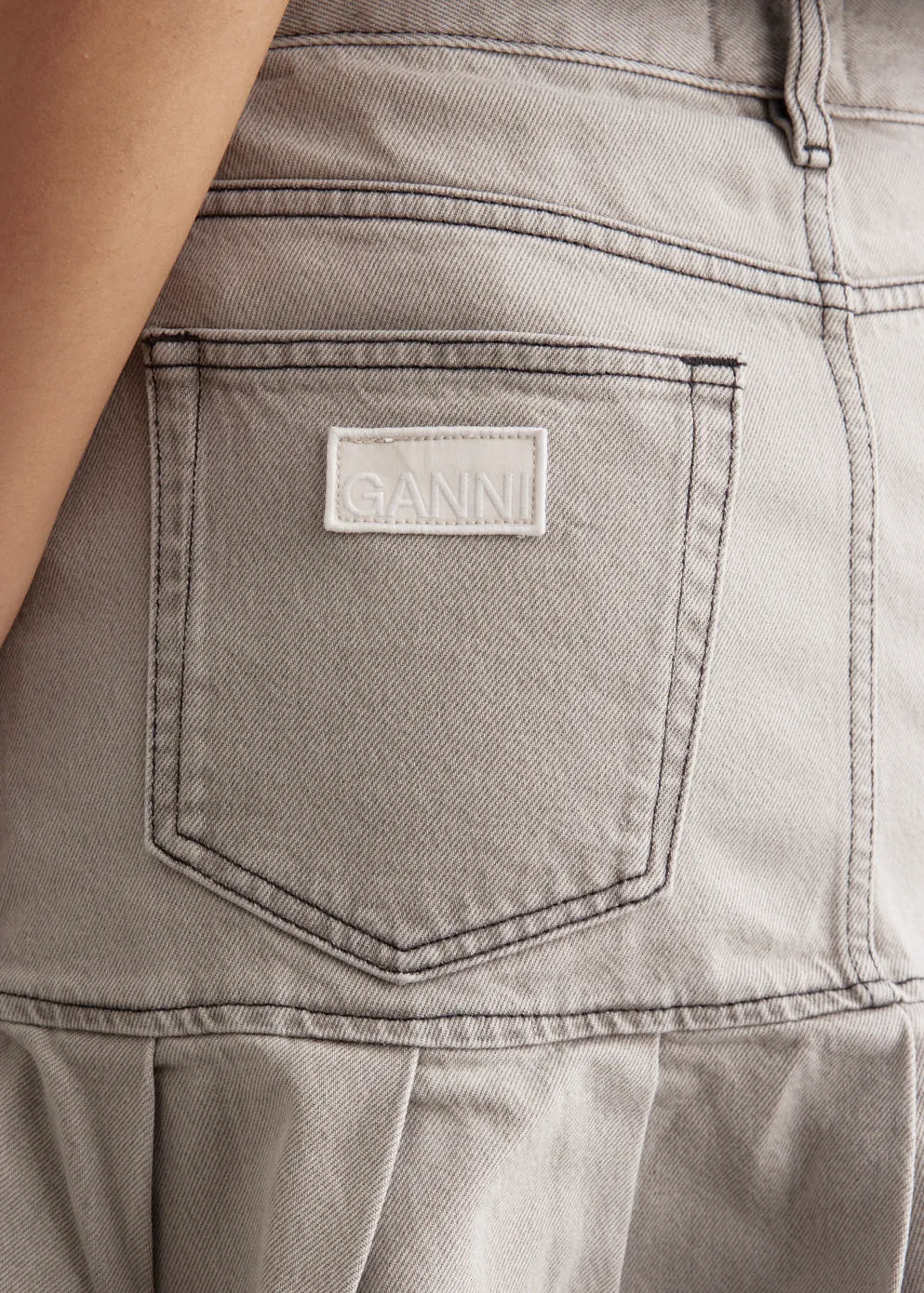 Future Denim Pleated Mini Skirt