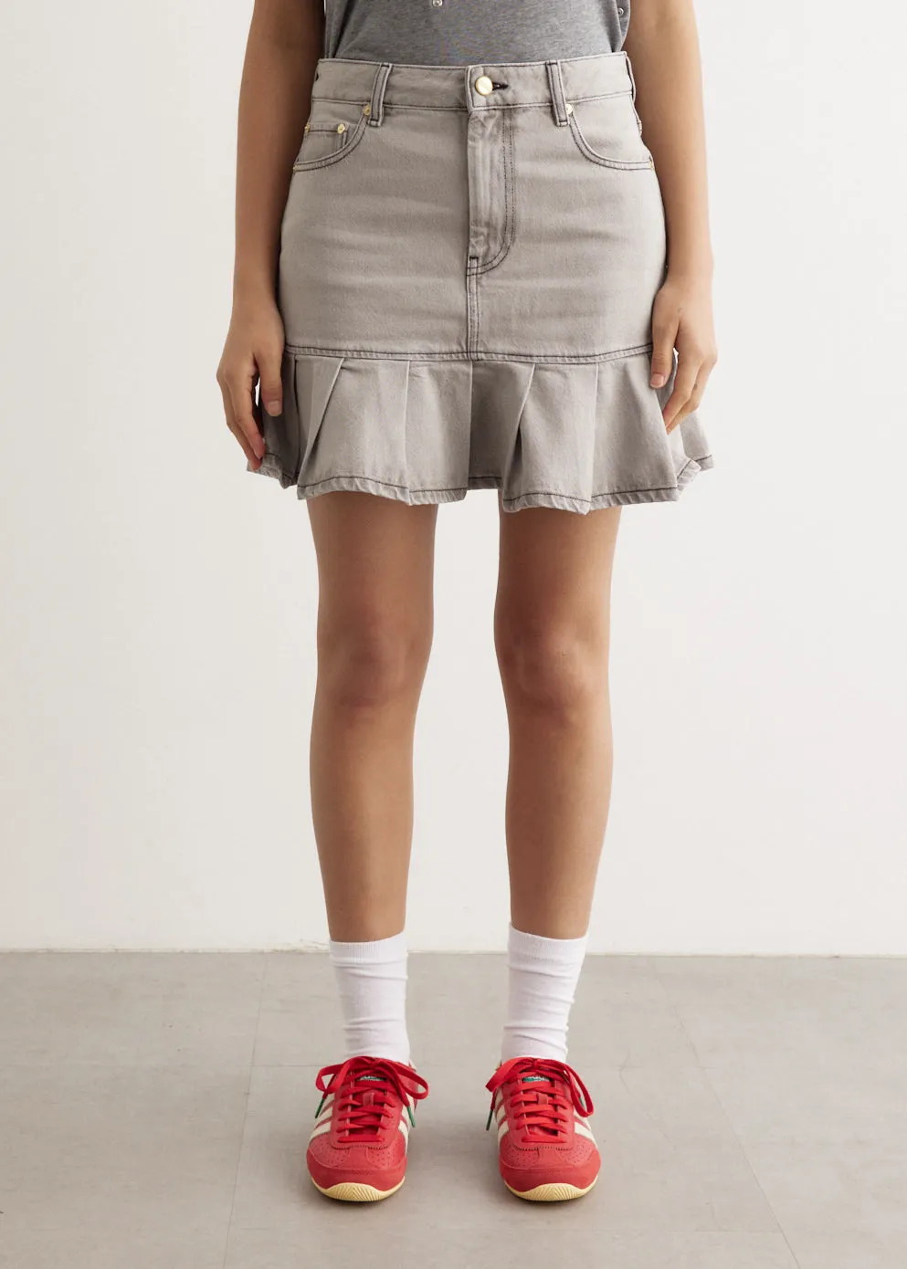 Future Denim Pleated Mini Skirt