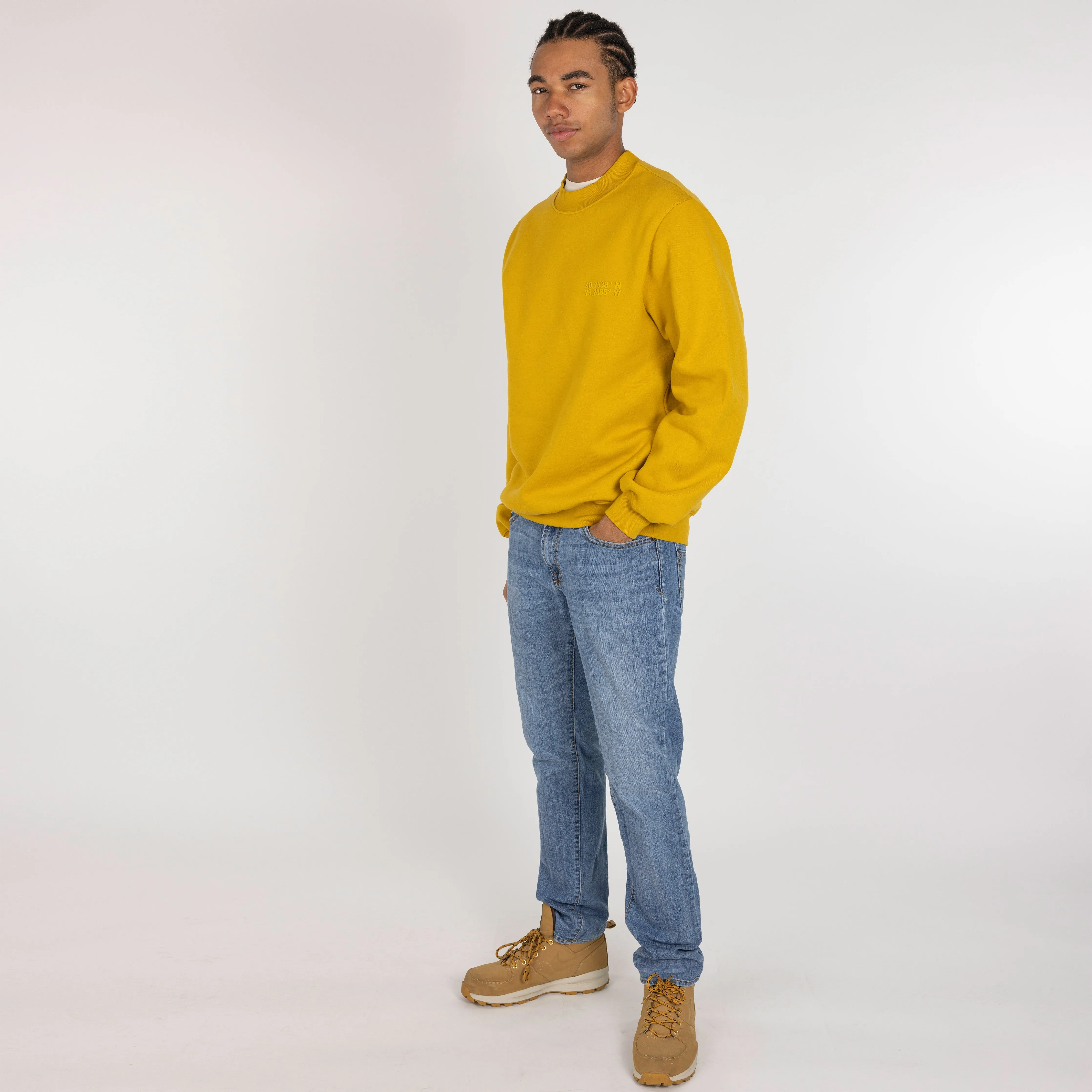 Gender Neutral Oversized Fleece Crew Sweatshirt - Tawny Olive