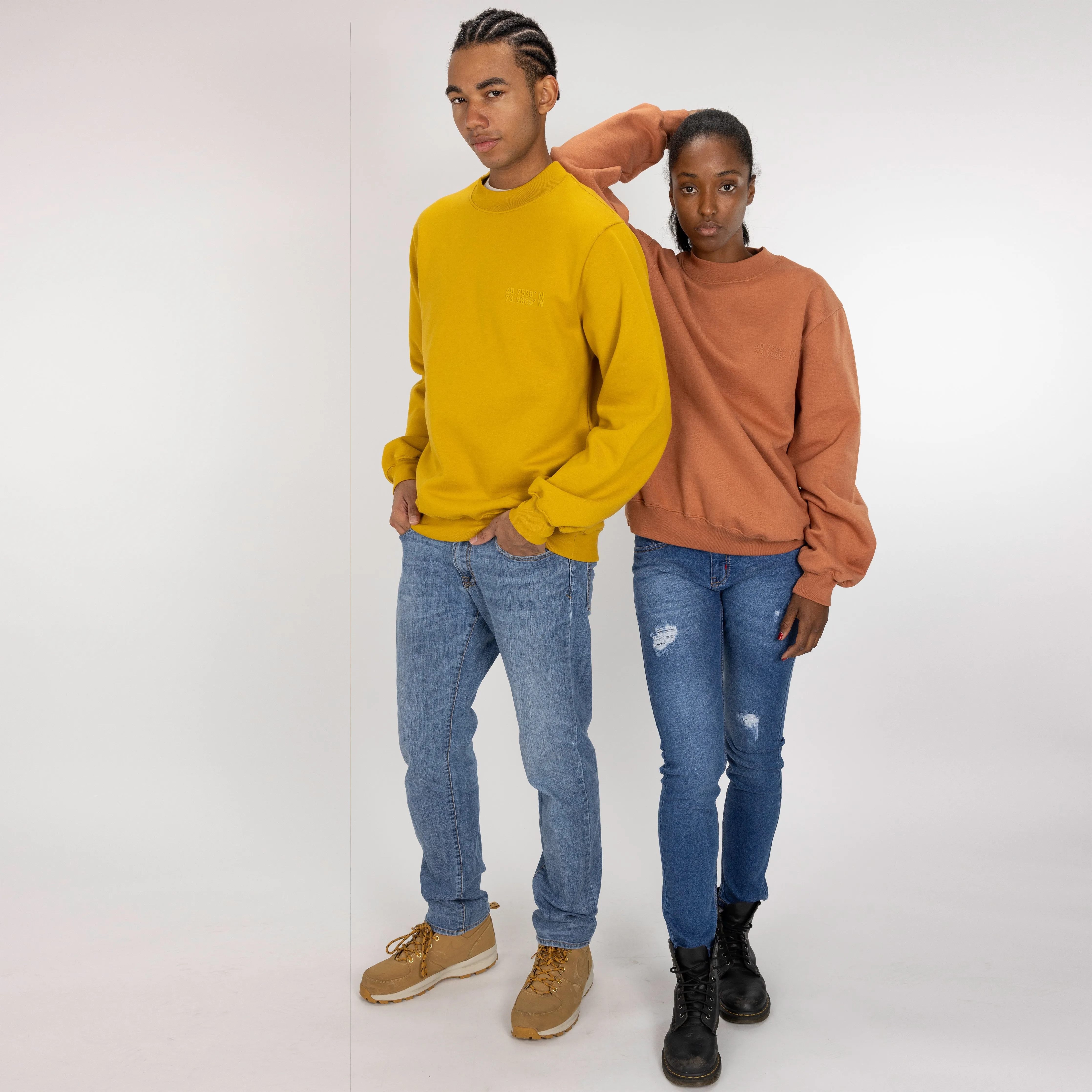 Gender Neutral Oversized Fleece Crew Sweatshirt - Tawny Olive