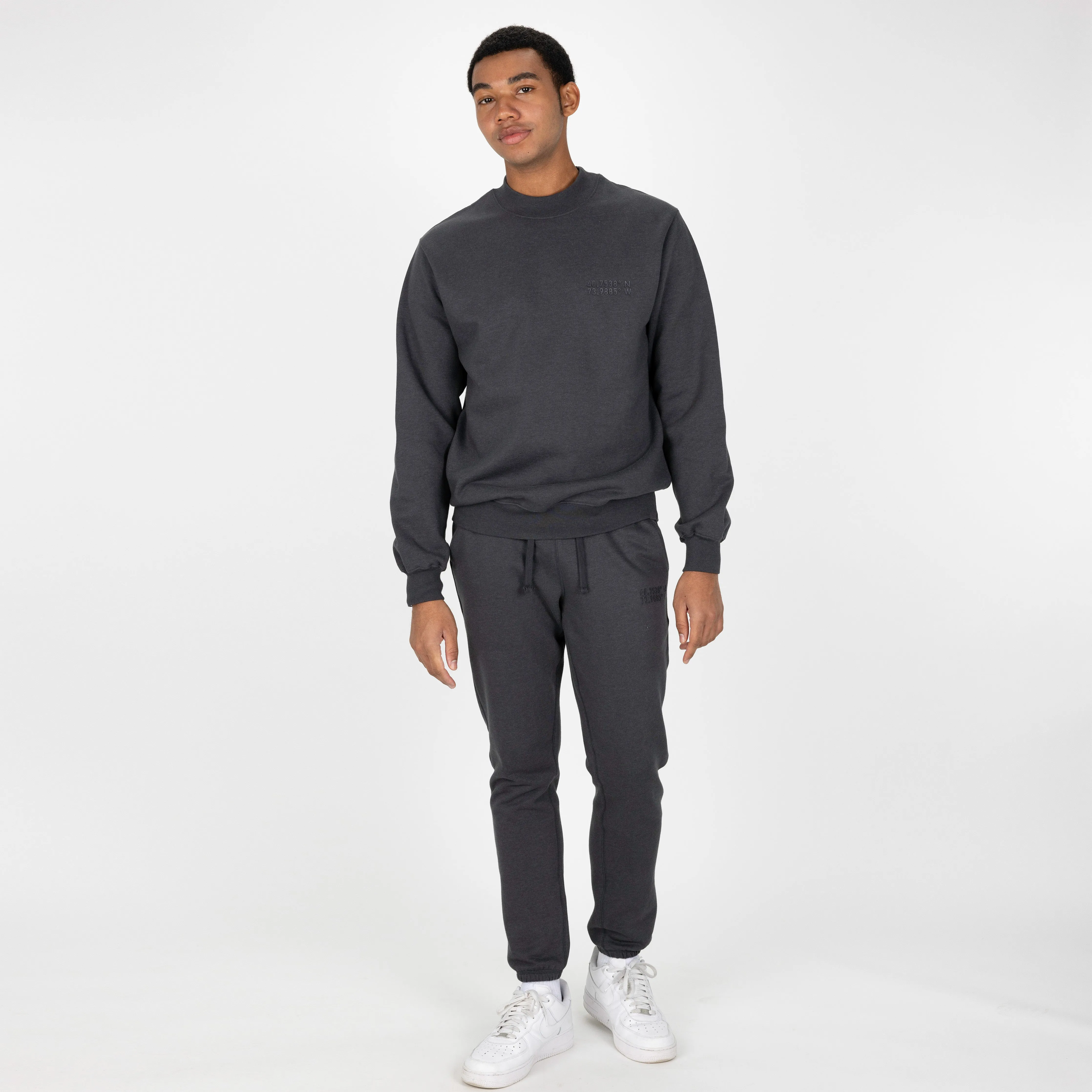 Gender Neutral Oversized Fleece Crew Sweatshirt - Woodland Grey