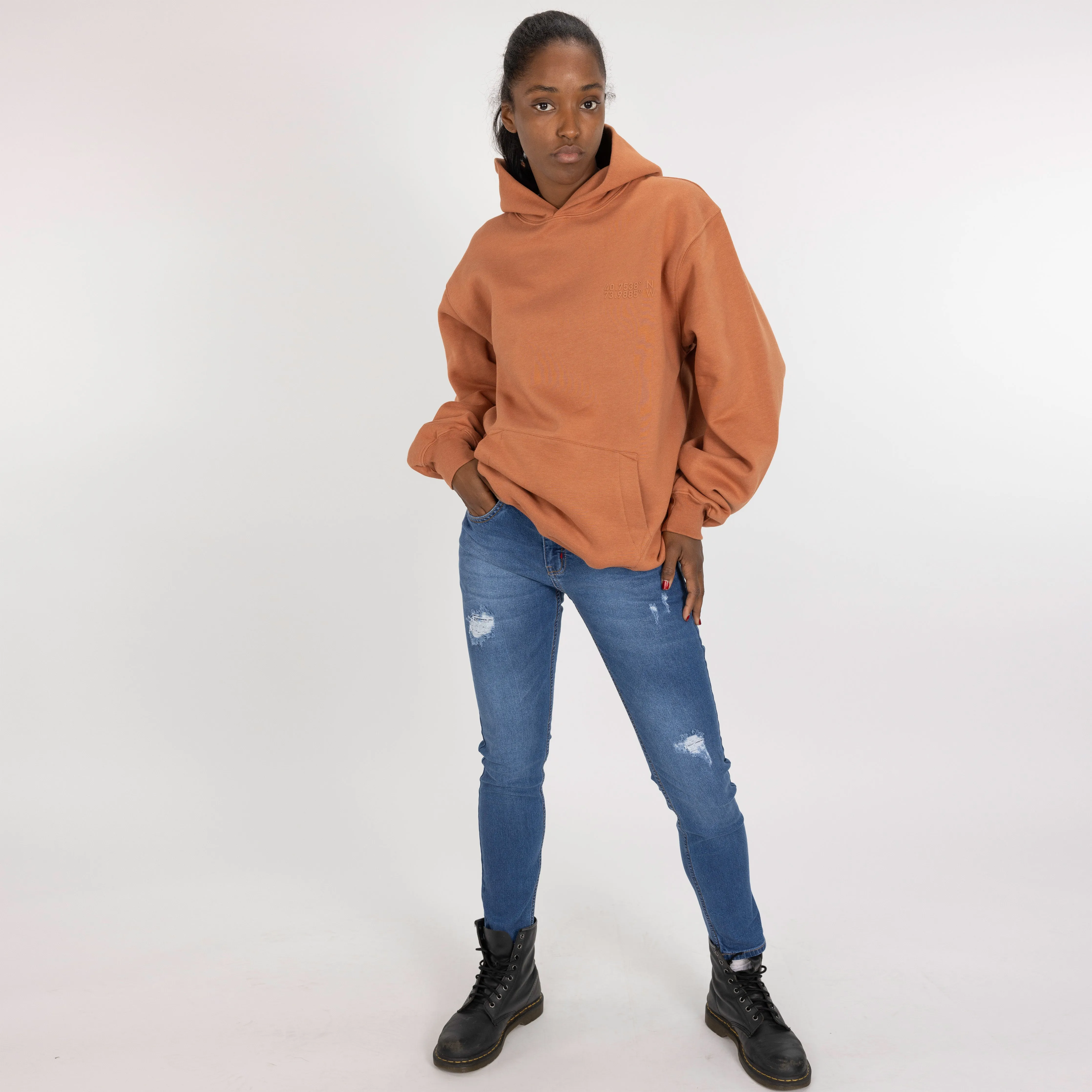 Gender Neutral Oversized Fleece Hoodie - Amber Brown