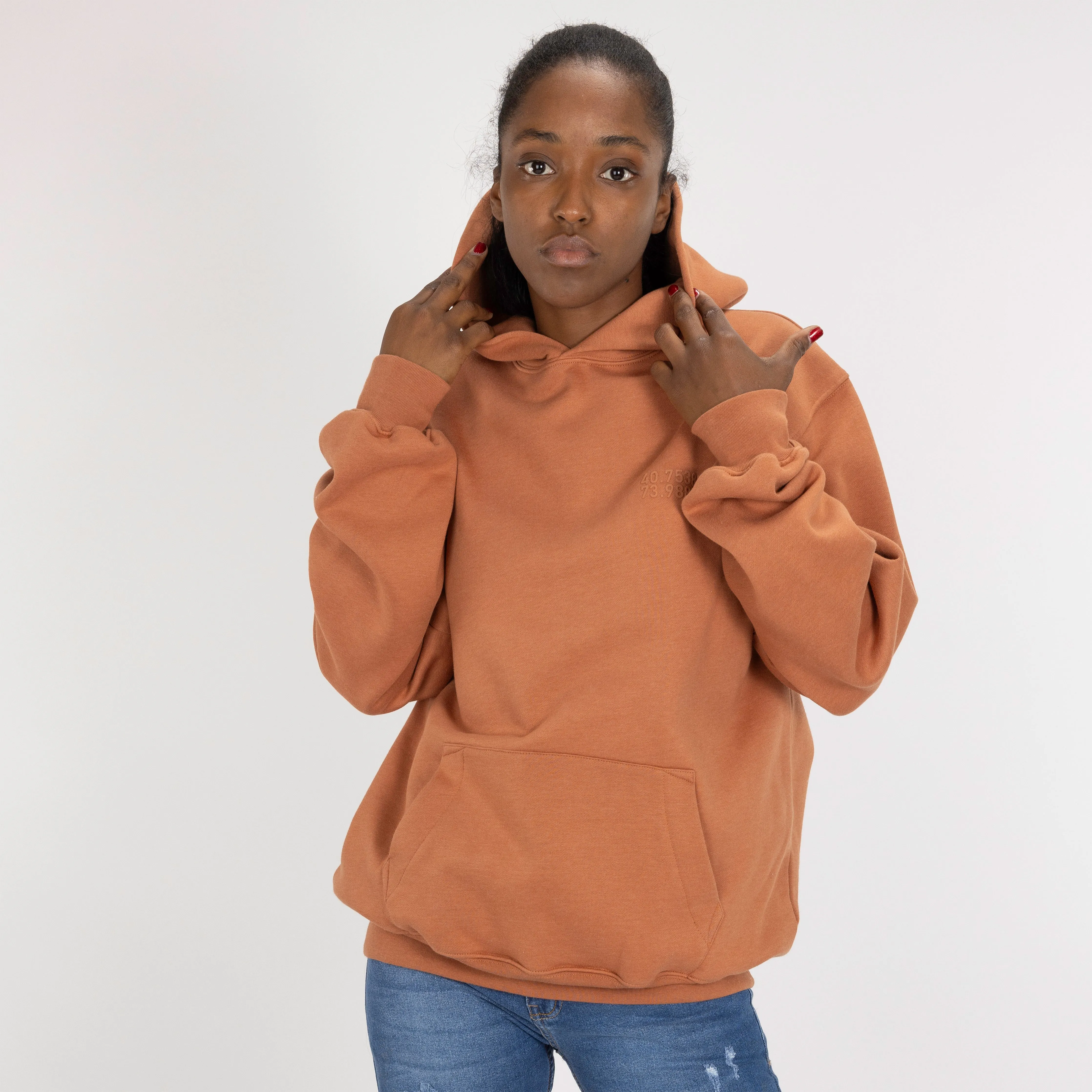 Gender Neutral Oversized Fleece Hoodie - Amber Brown