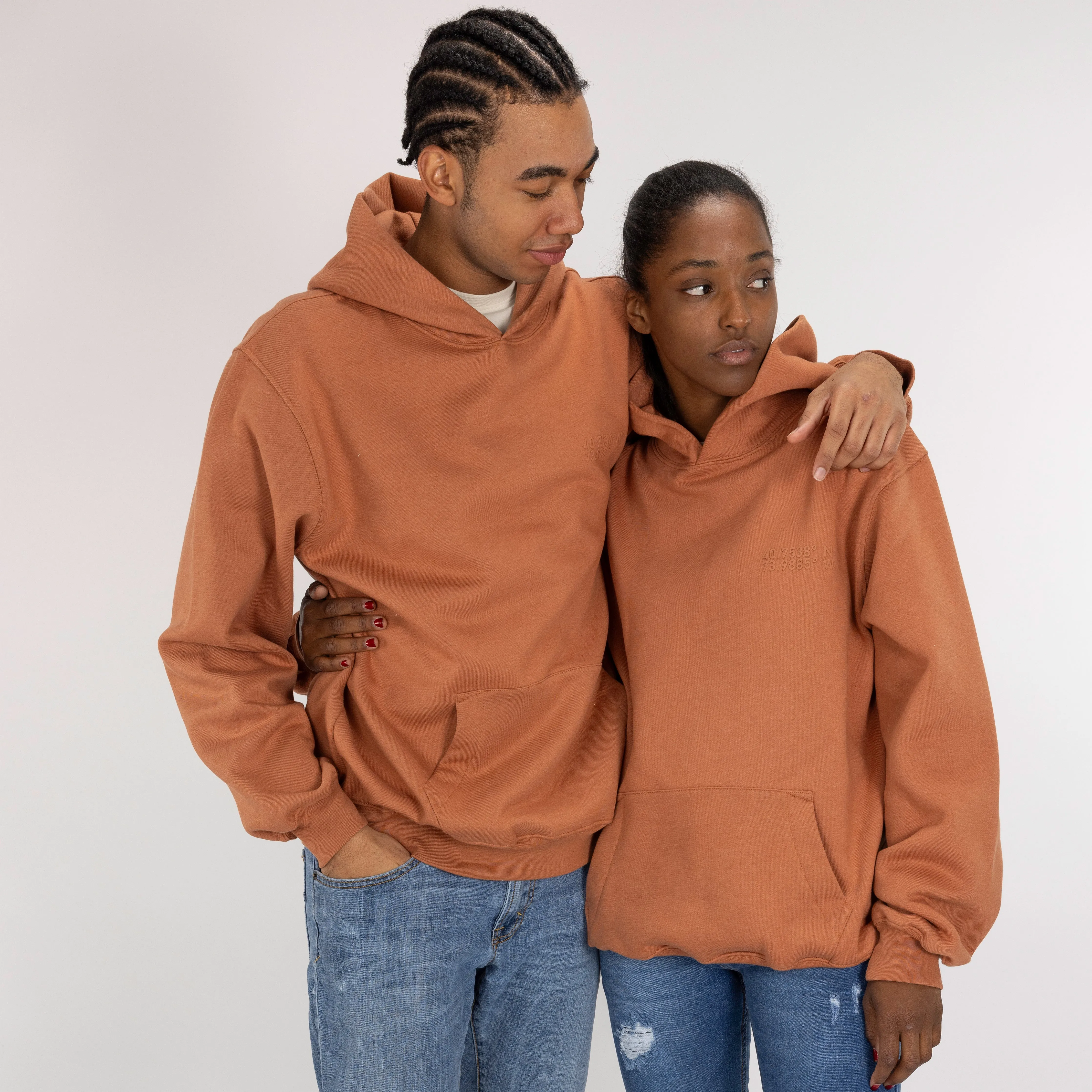 Gender Neutral Oversized Fleece Hoodie - Amber Brown
