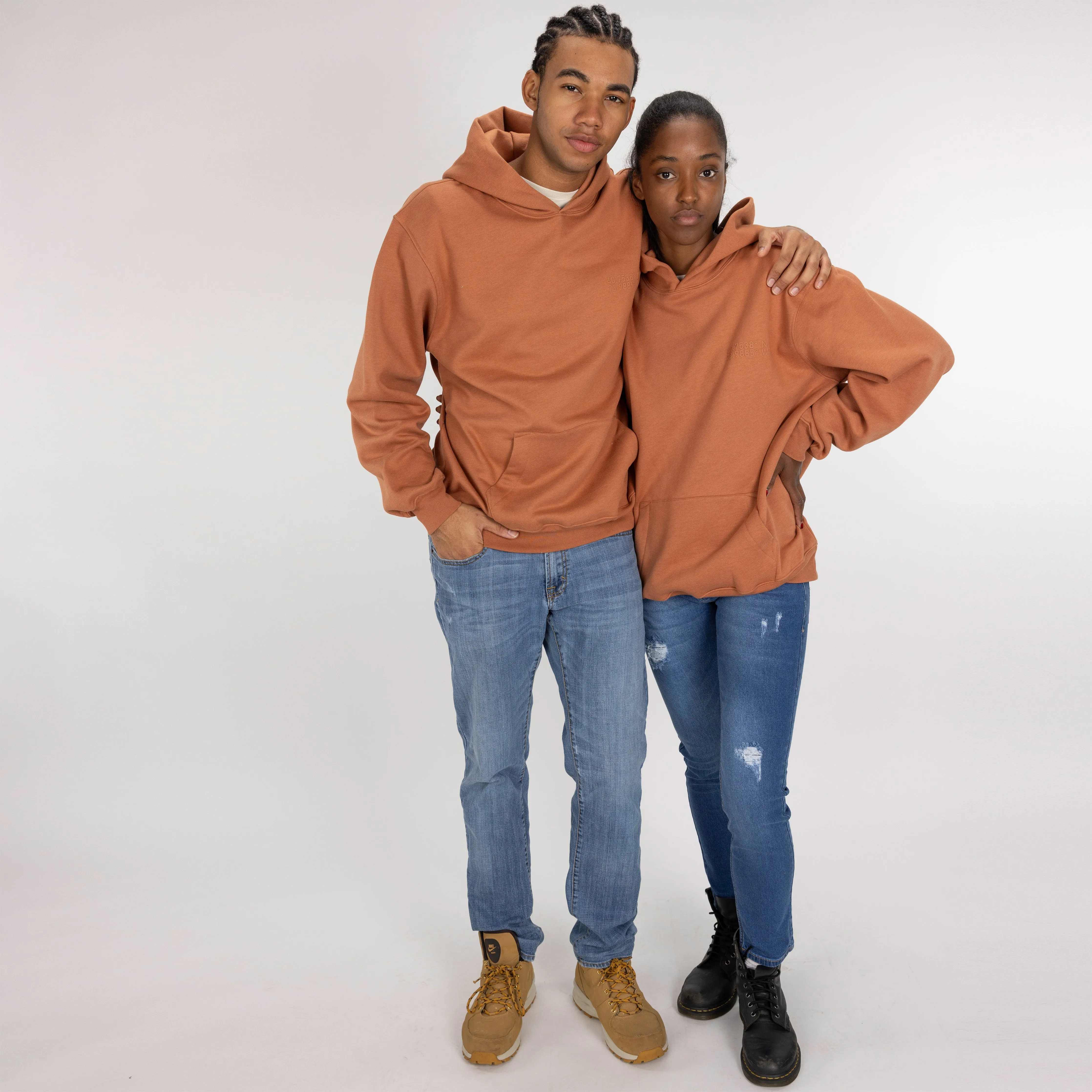 Gender Neutral Oversized Fleece Hoodie - Amber Brown