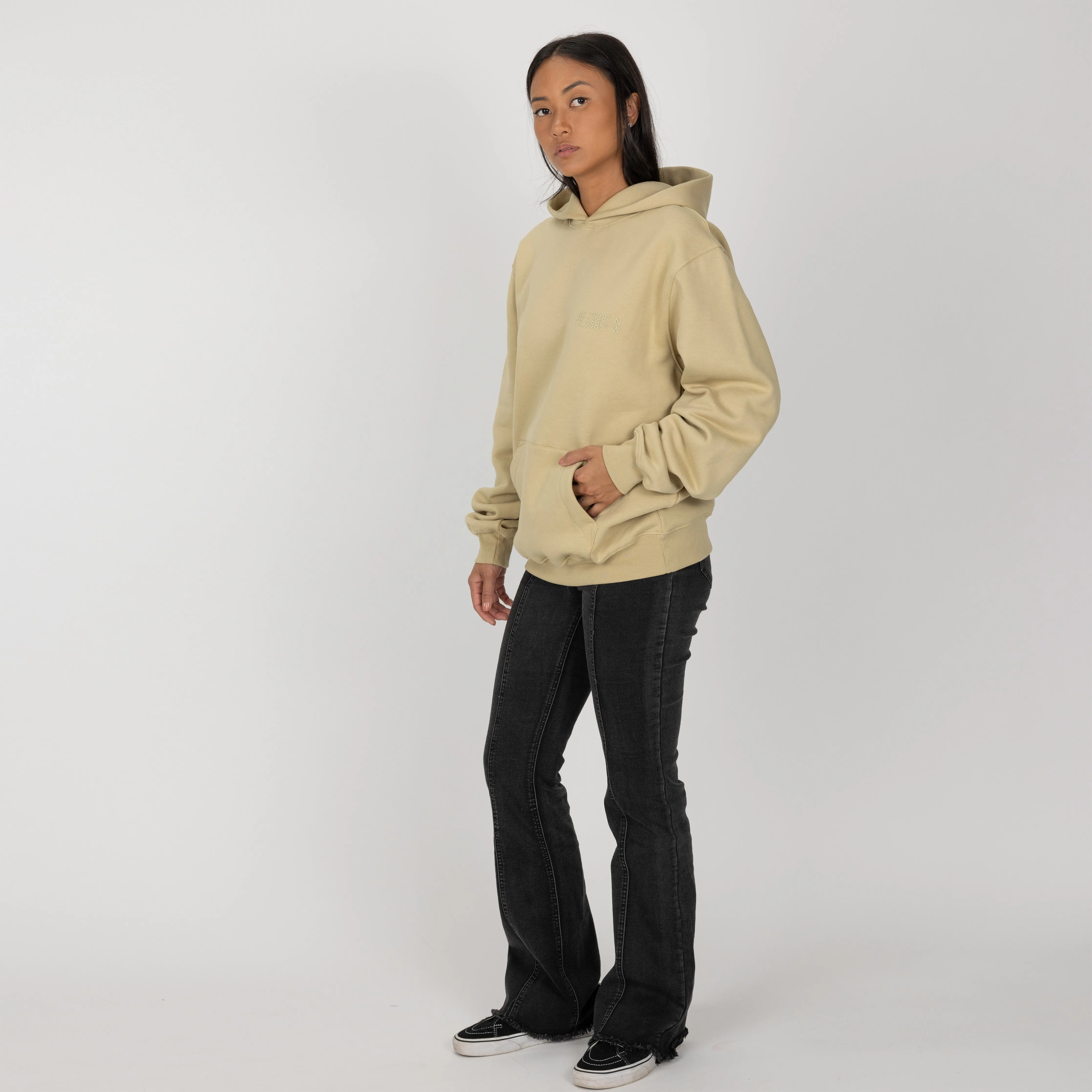 Gender Neutral Oversized Fleece Hoodie - Pale Khaki