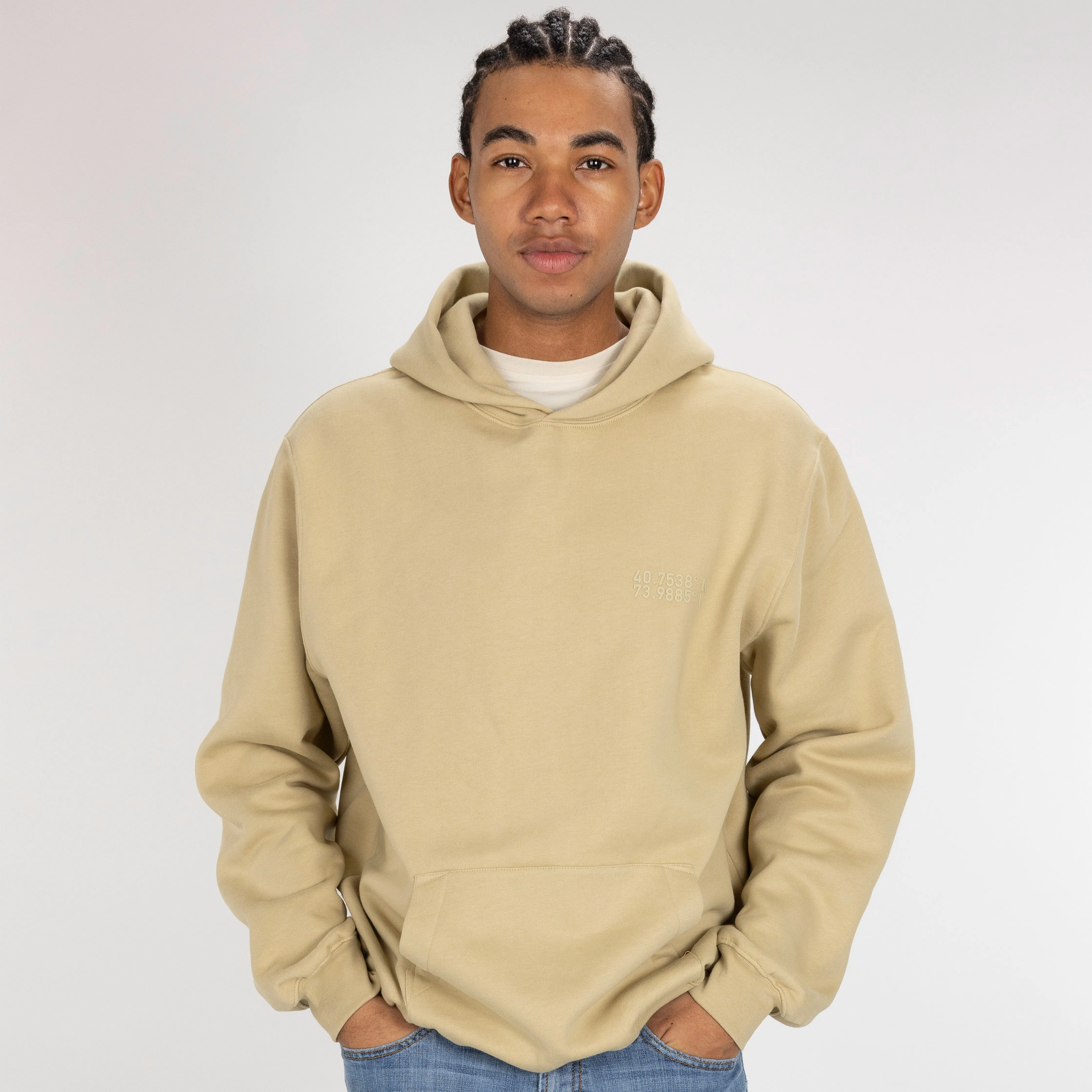 Gender Neutral Oversized Fleece Hoodie - Pale Khaki