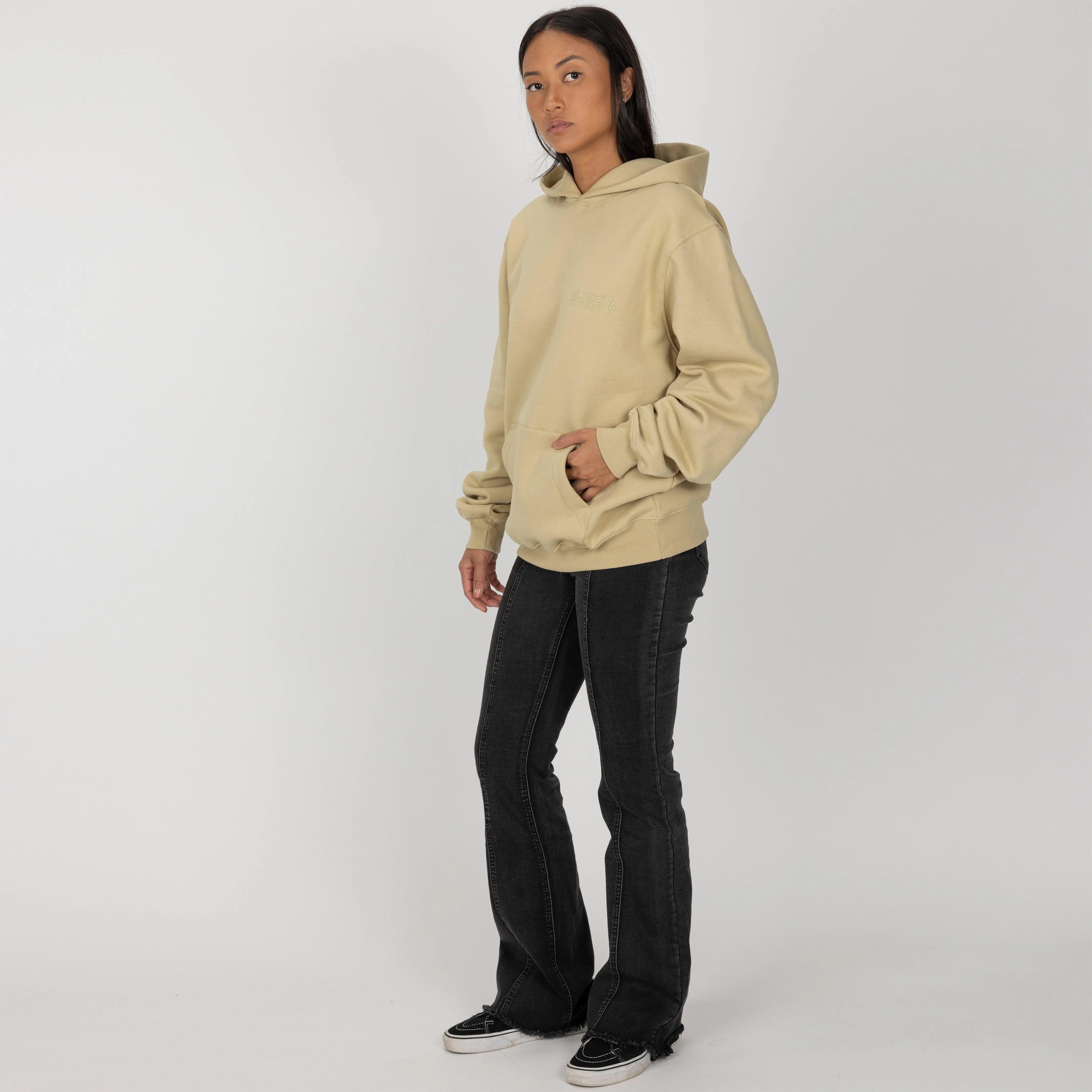 Gender Neutral Oversized Fleece Hoodie - Pale Khaki