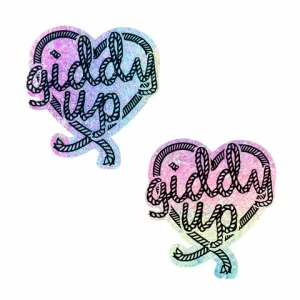 Giddy Up Heart Nipple Cover Pasties In Multi - Neva Nude