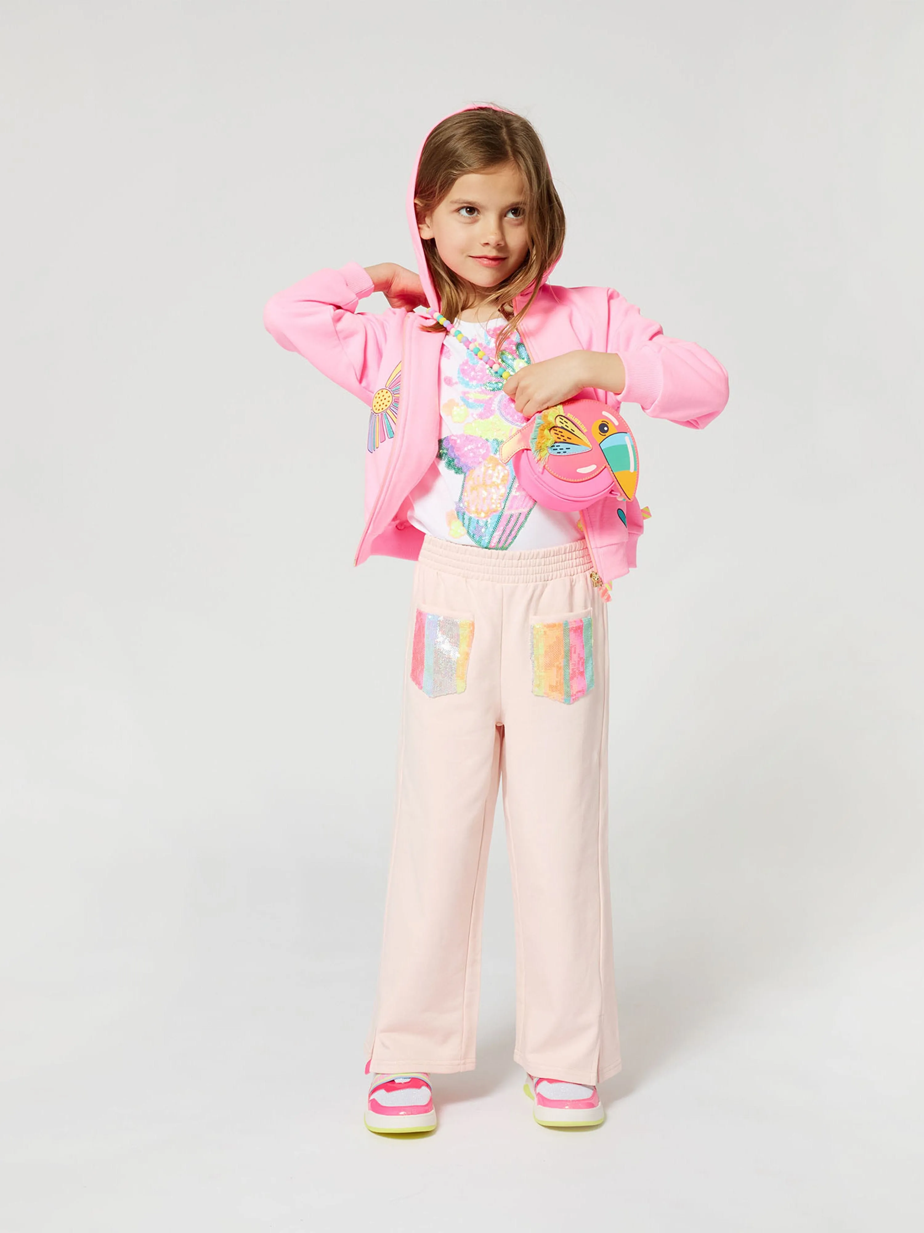 Girls Sequin Pocket Joggers in Pink