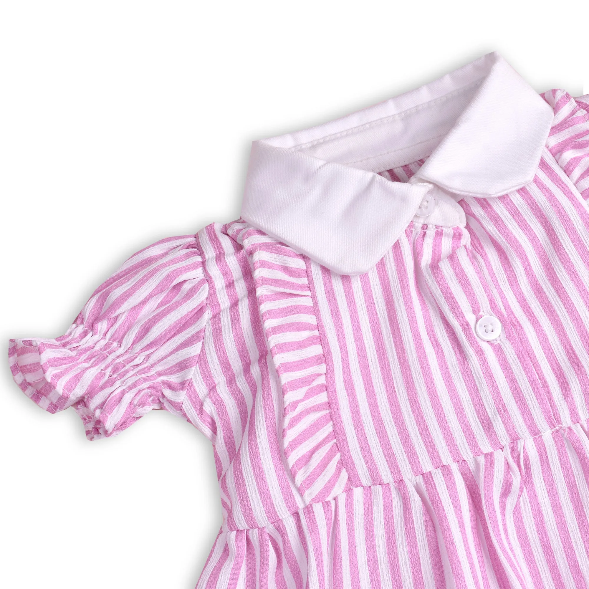 Girls Striped Frill Dress