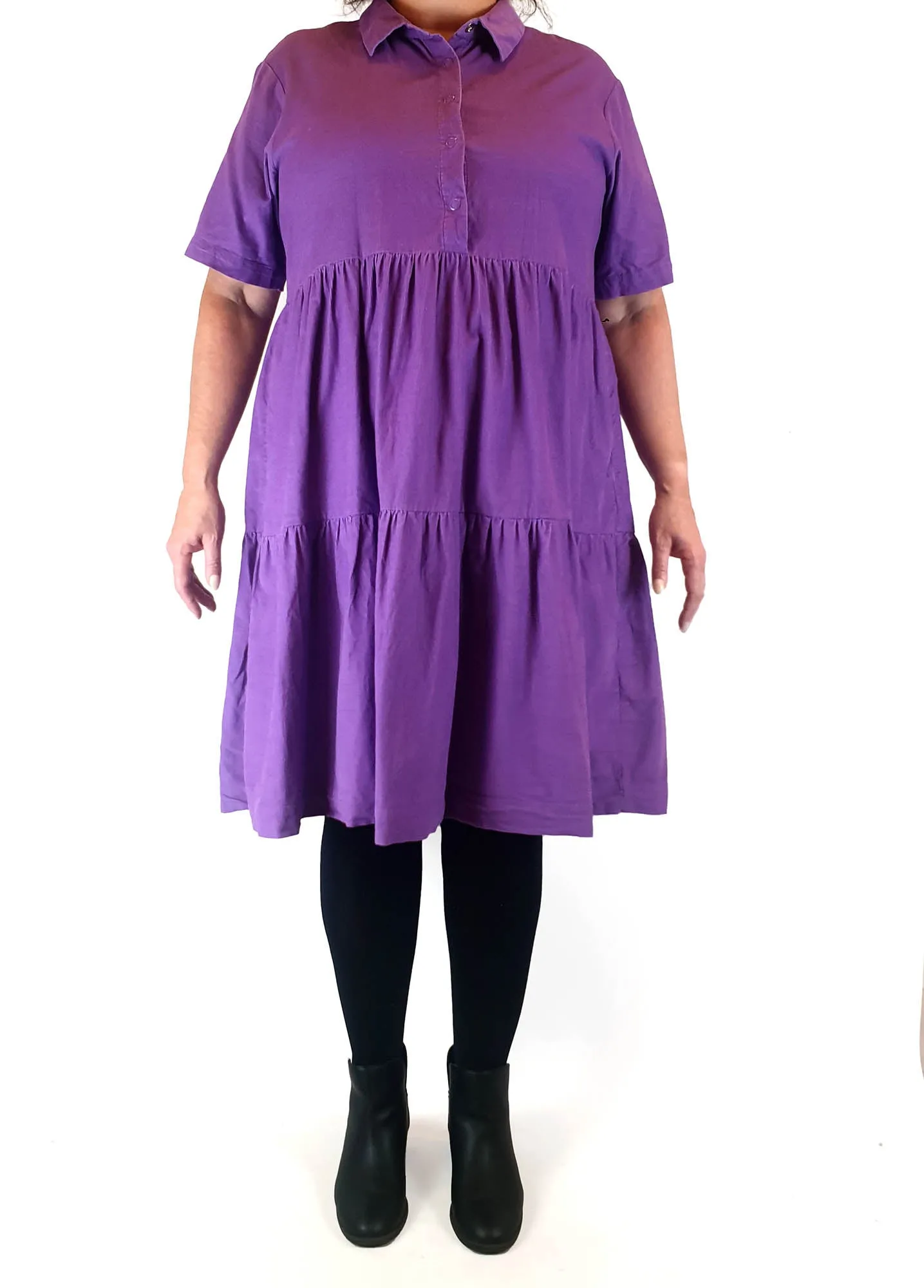 Gorman purple cord tiered shirt style dress size 16