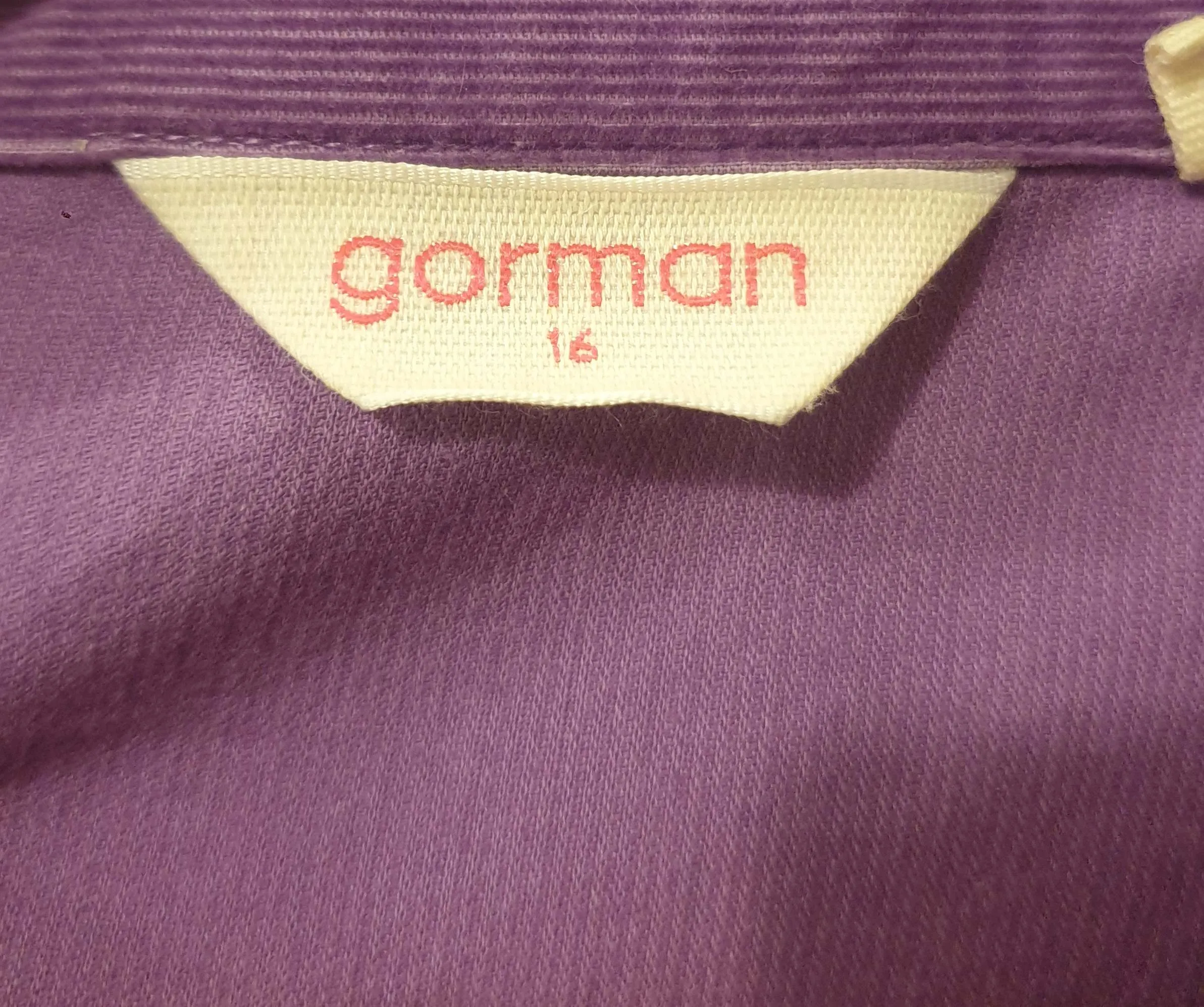 Gorman purple cord tiered shirt style dress size 16