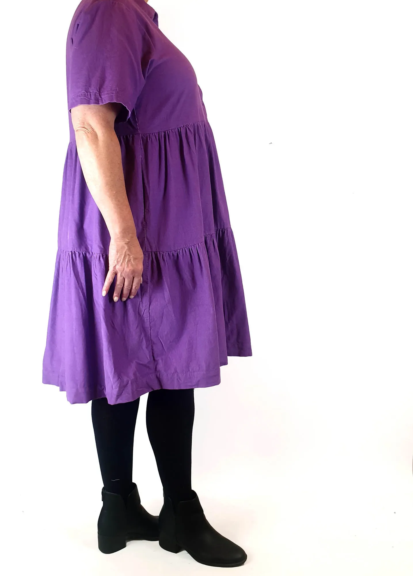 Gorman purple cord tiered shirt style dress size 16