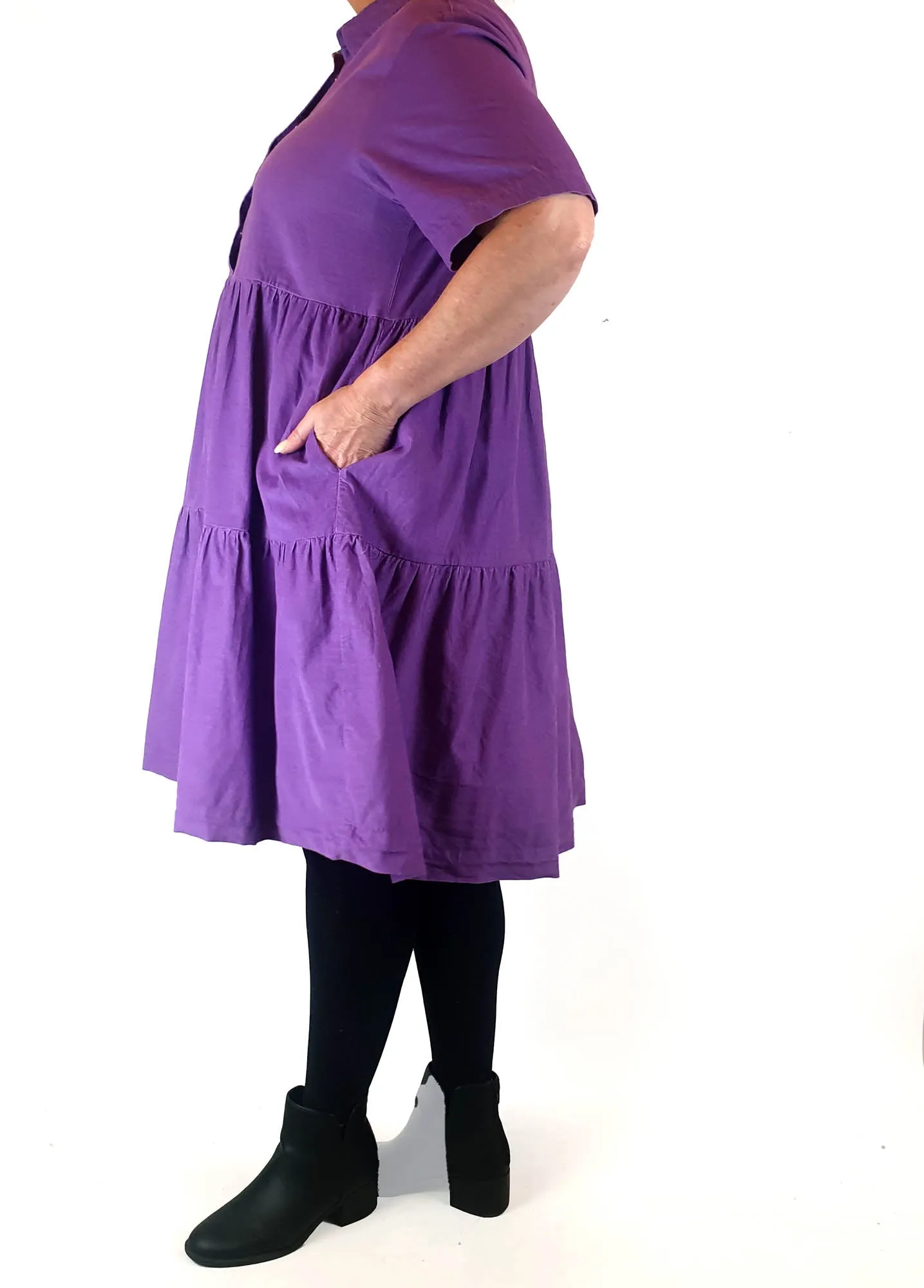 Gorman purple cord tiered shirt style dress size 16