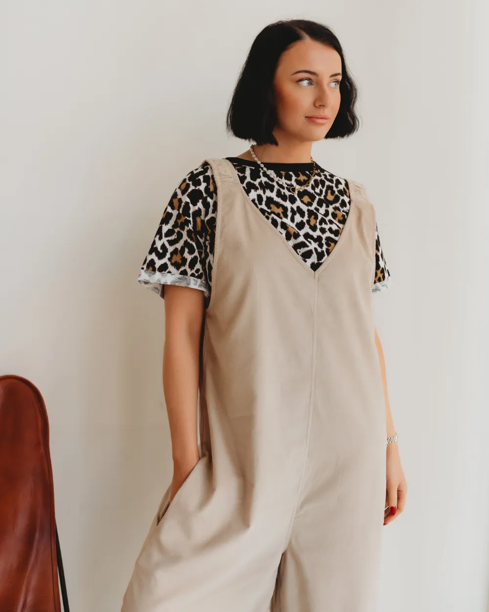 Grace Beige Wide Leg Jumpsuit