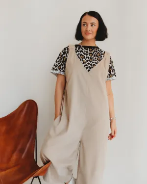 Grace Beige Wide Leg Jumpsuit
